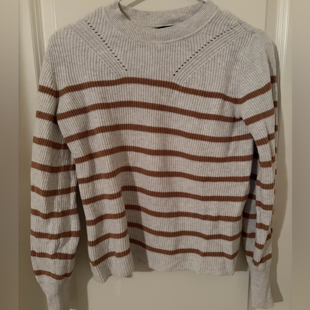 Banana Republic Women's Sweater - Brown and Cream Stripes